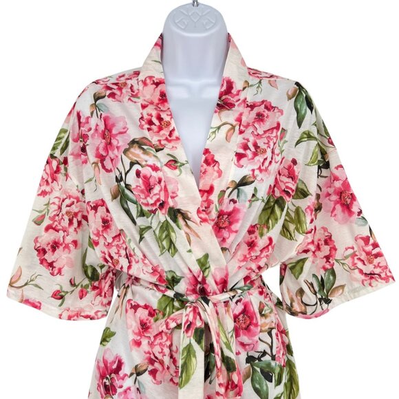 Show Me Your Mumu Floral Kimono Robe Pink Green One Size - Picture 2 of 9